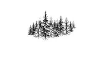 Coniferous forest forearm tattoo sleeve black and grey tattoo idea