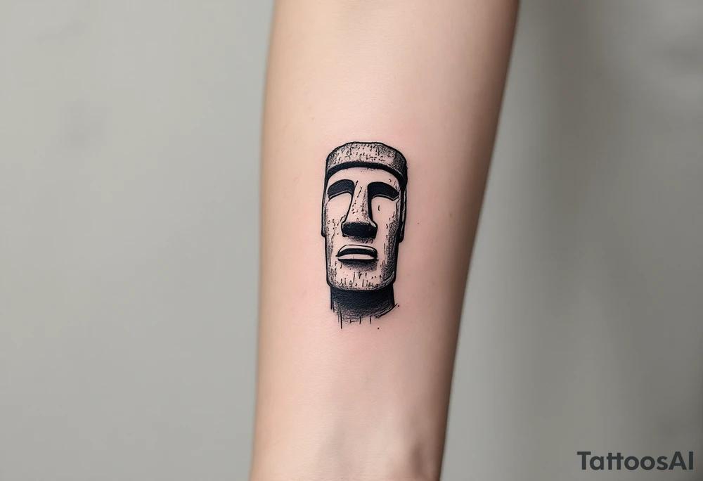 moai statue rough asthetic tattoo idea