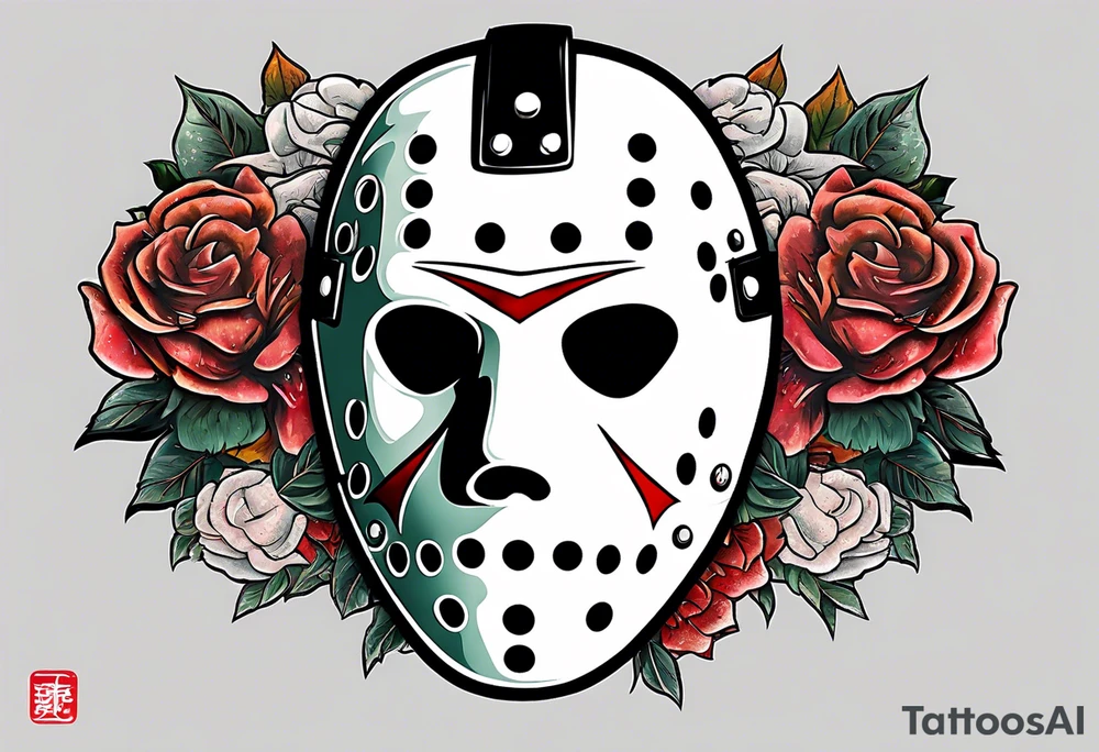 Friday the 13th Jason mask, Japanese art tattoo idea