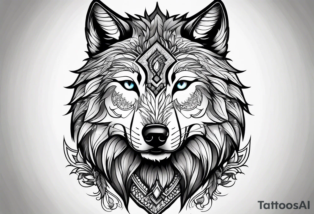 Wolf face, front on tattoo idea