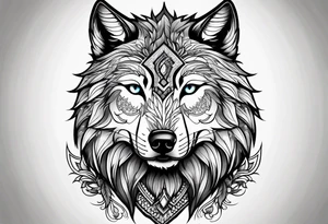 Wolf face, front on tattoo idea