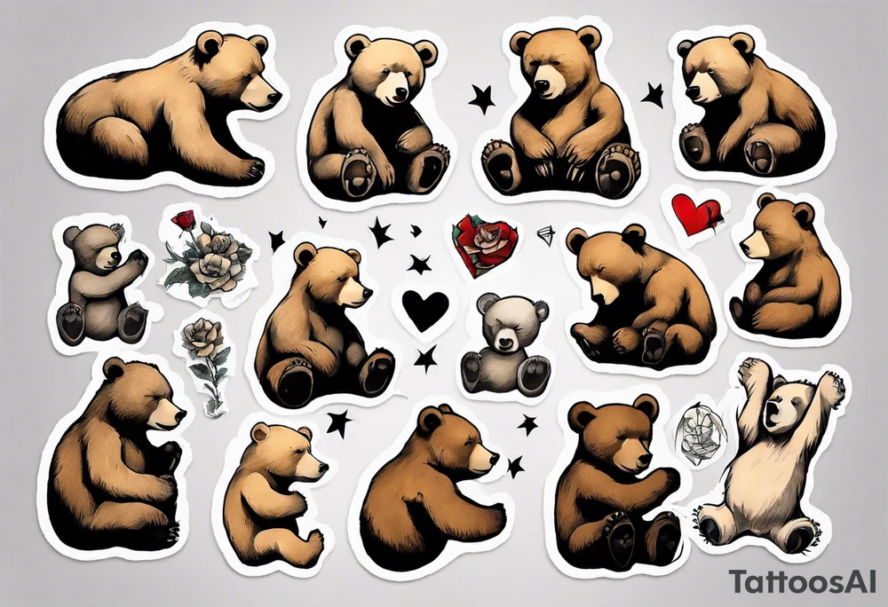 Cuddling bears tattoo idea