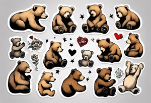 Cuddling bears tattoo idea