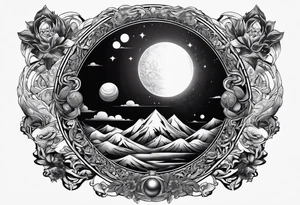 god holding up giant ball tattoo idea