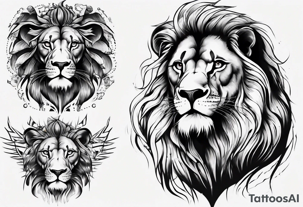 wild king lion tattoo idea