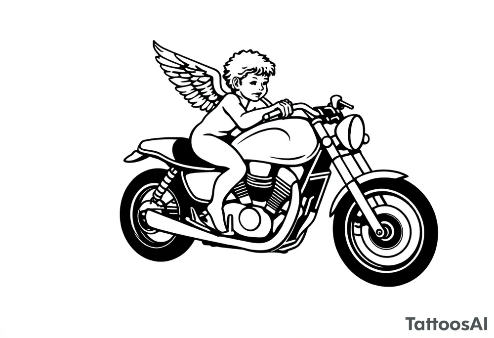 cherub on motorcycle tattoo idea