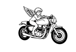 cherub on motorcycle tattoo idea