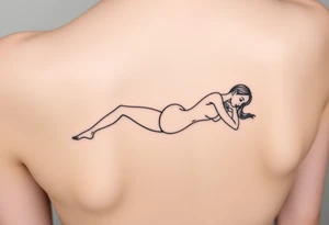 delicate small silhouette of woman lying on her side partially unclothed thin lines tattoo idea