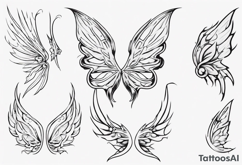 basic outline of a fairy wing tattoo idea