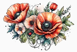 Poppy bouquet tattoo idea