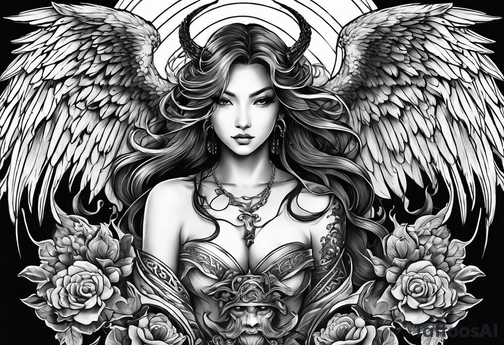 Angel vs demons tattoo idea