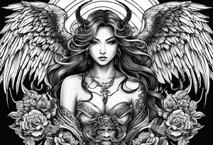 Angel vs demons tattoo idea