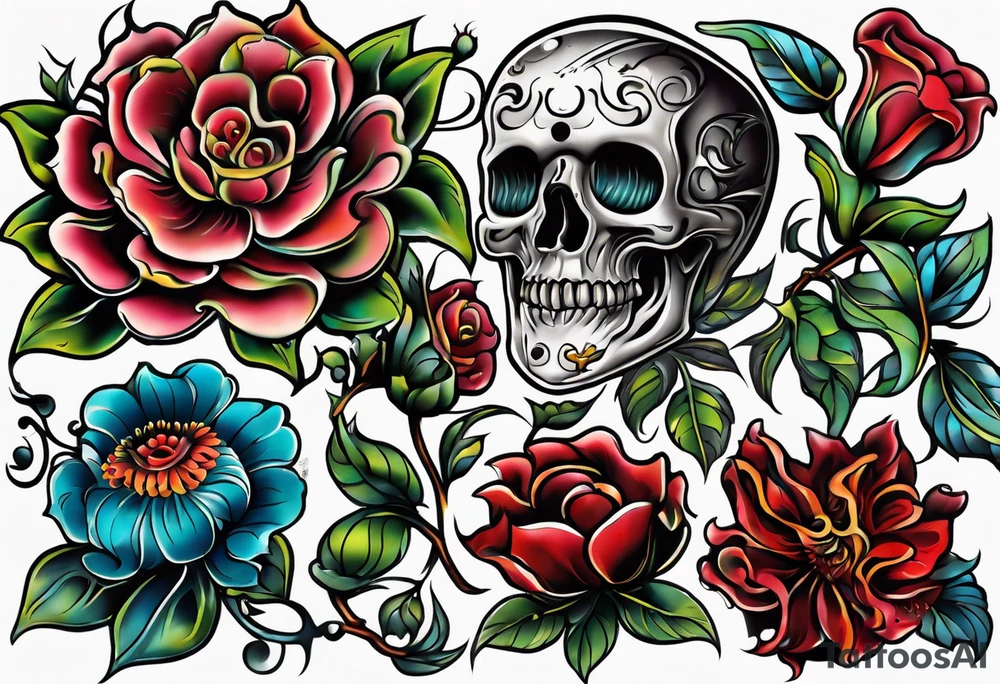 Old school flower tattoos tattoo idea