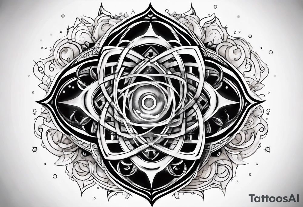 atom with quantum electron cloud tattoo idea