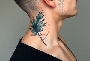 large palm leaves twisted side neck tattoo tattoo idea