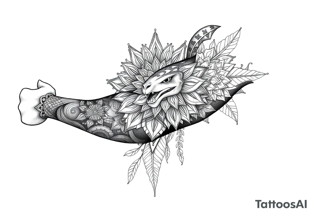mandala ja alkukantaisia kuvioita tattoo idea
