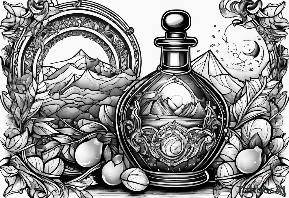 Broken potion bottle tattoo idea
