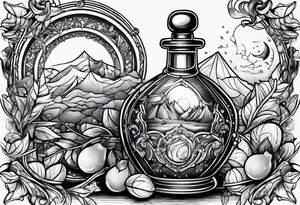 Broken potion bottle tattoo idea