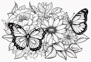 Butterflies with lilys, asters and morning glories tattoo idea
