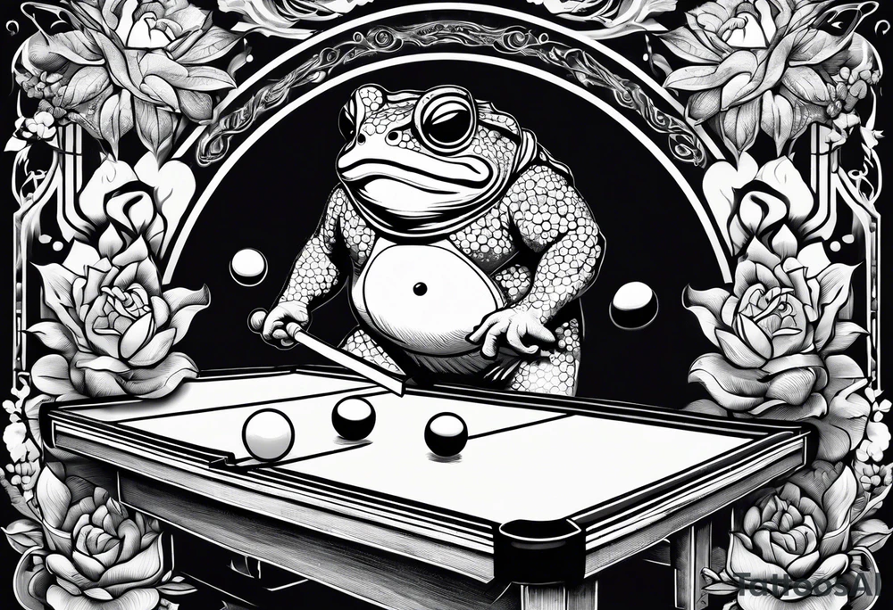 Toad man playing table tennis tattoo idea