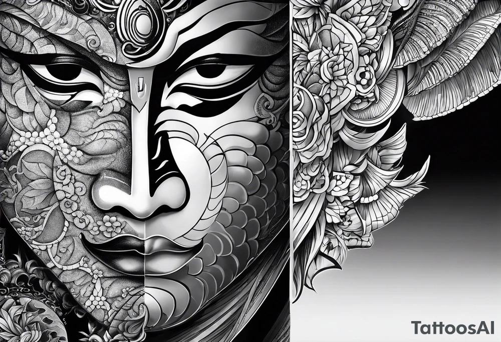 The Japanese say you have three faces. The first face, you show to the world. The second face, you show to your close friends and your family. The third face, you never show anyone. tattoo idea
