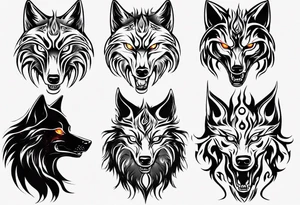 black wolf with flaming eyes tattoo idea