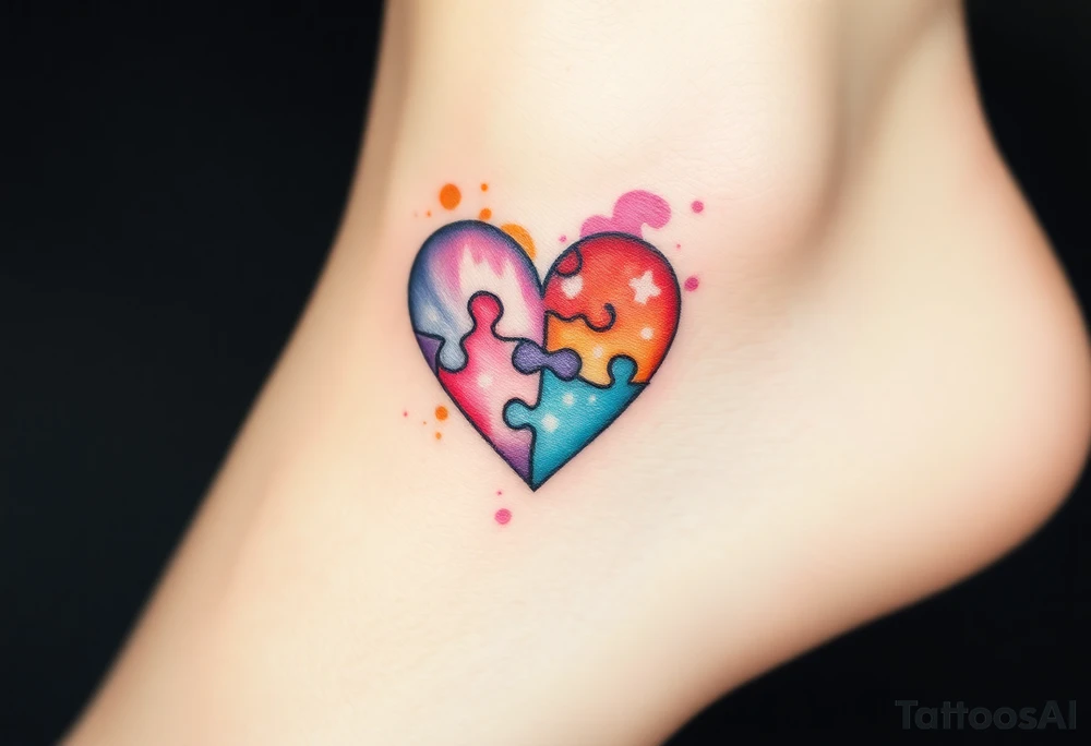 autism heart puzzle shape symbol tattoo idea