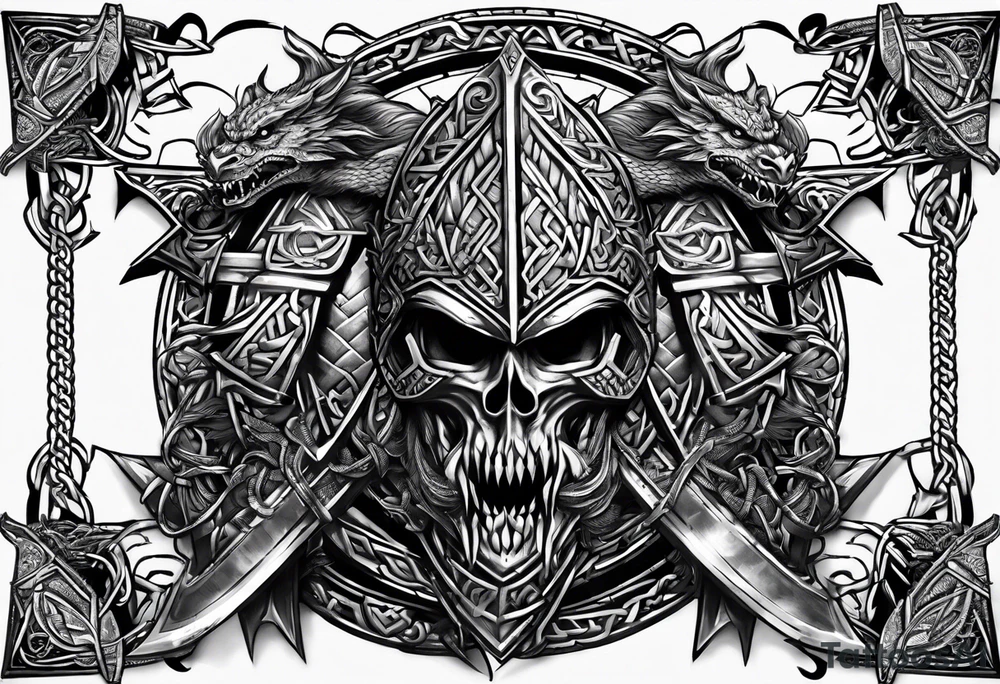 Valhalla sword chain barbed wire
dragon axe Valknut tattoo idea Valhalla sword chain barbed wire
dragon axe Valknut tattoo idea