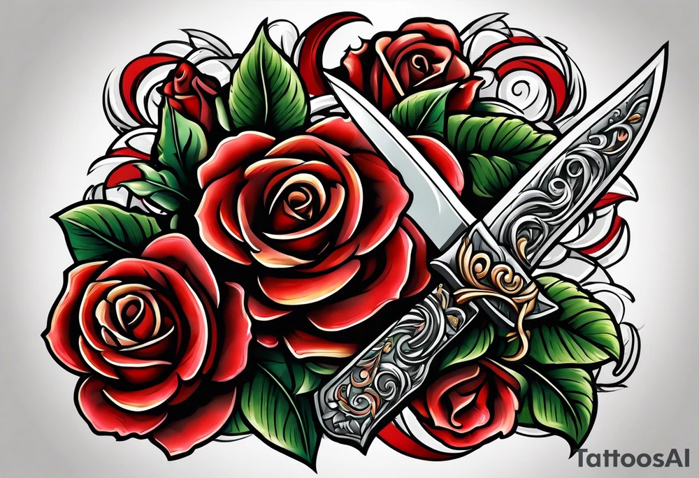 knife and rose tattoo idea