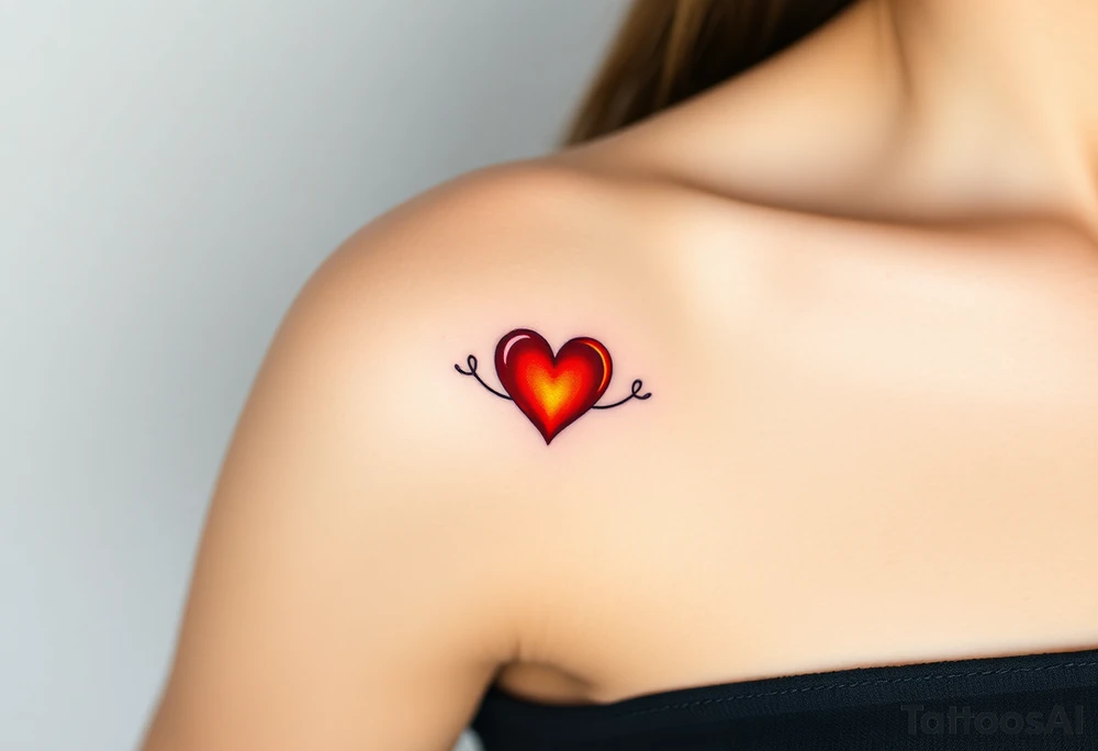 A fiery infinity symbol with a glowing red heart tattoo idea