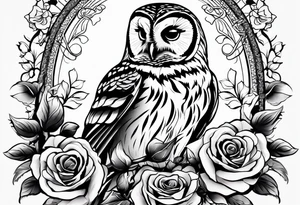 Barred owl with a rose tattoo idea
