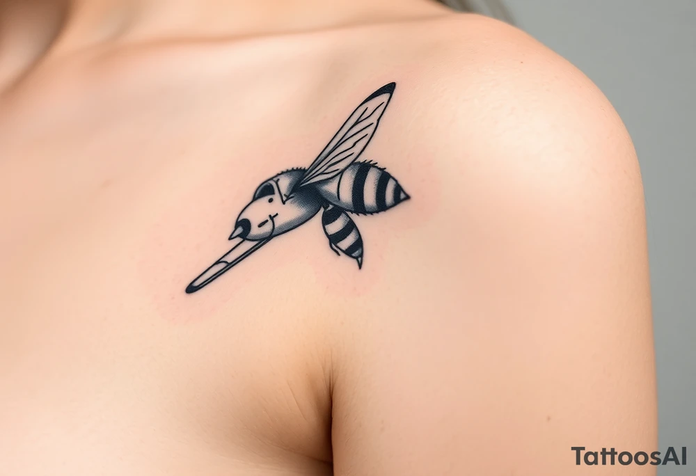 airplane flying next to a bee tattoo idea