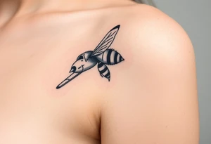 airplane flying next to a bee tattoo idea