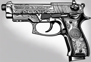 A military M9 Beretta pistol tattoo idea