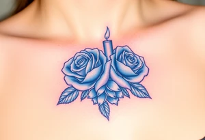 Blue, 2 roses, 2 candles tattoo idea