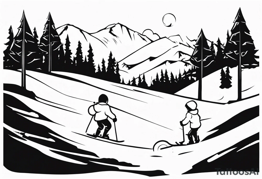 kids playing with snow tattoo idea