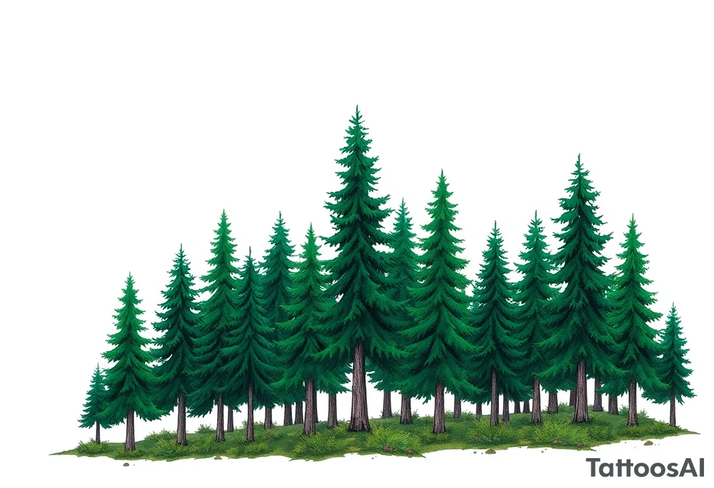 green trees forest tattoo idea