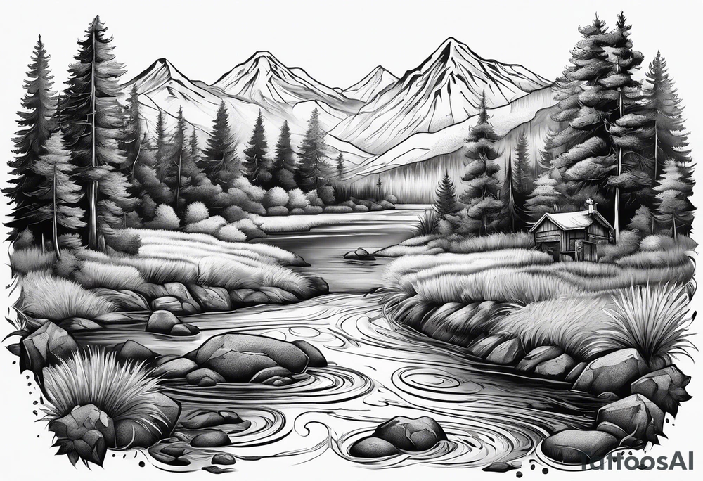 Dog shaped river over tattoo tattoo idea