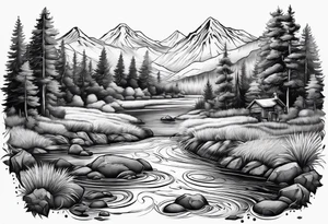 Dog shaped river over tattoo tattoo idea