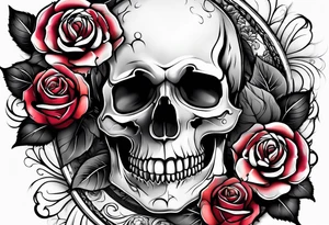 skull and roses tattoo idea