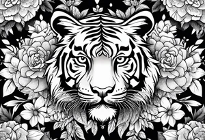 Tiger mandala flowers tattoo idea