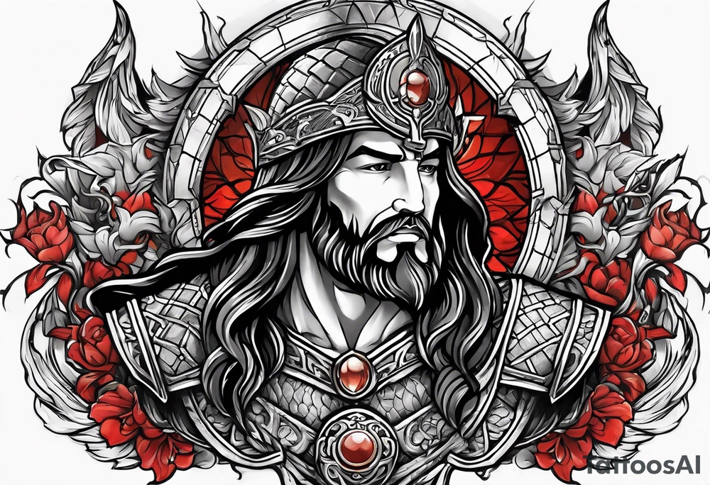 The armor of Jesus Christ fight off evil spirit tattoo idea