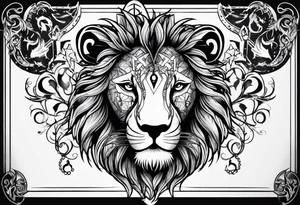 tattoo full sleeve that includes lion, cancer, aquarius and sagittarius signs tattoo idea