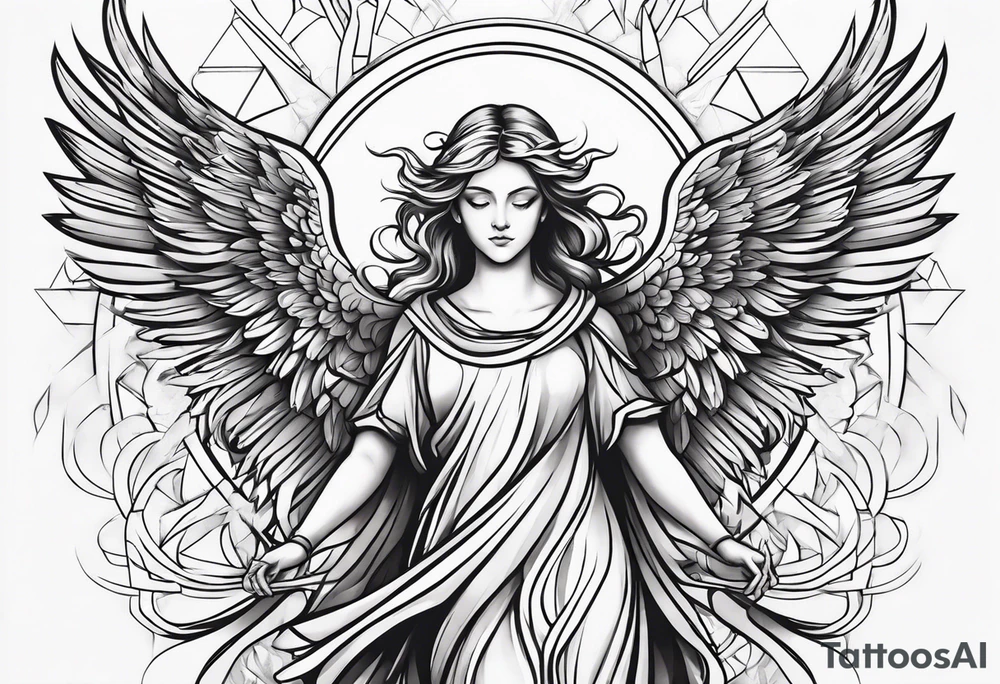 guardian angel with light backround tattoo idea