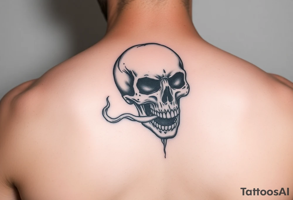 skull with The Last Of Us' fungus smoking out of its mouth tattoo idea