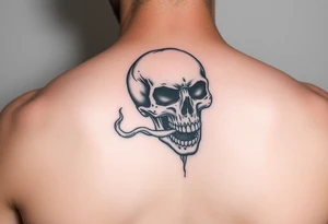skull with The Last Of Us' fungus smoking out of its mouth tattoo idea