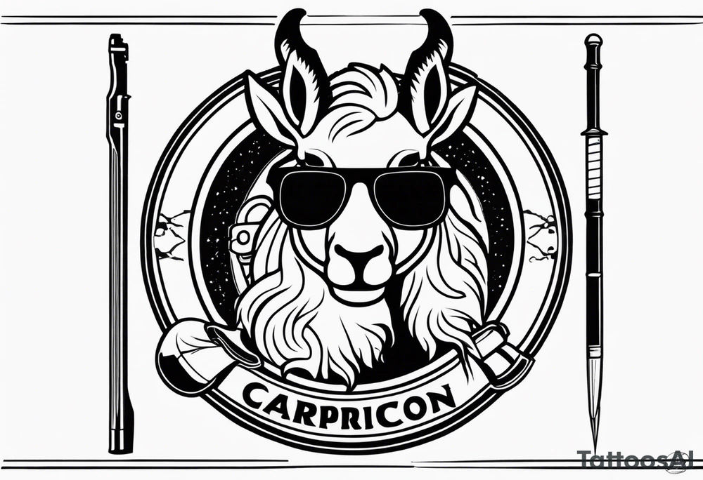 capricorn with sunglasses and shotgun tattoo idea