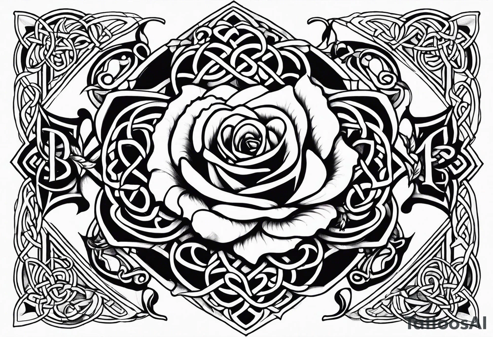 Rose Celtic angel tattoo idea