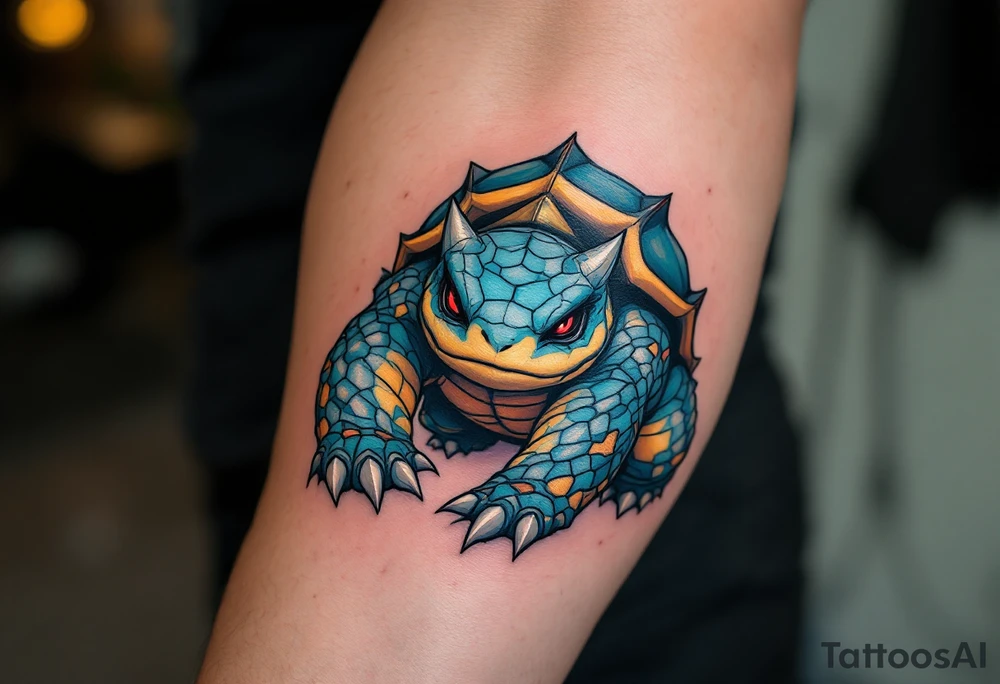 Blastoise using hydro pump tattoo idea