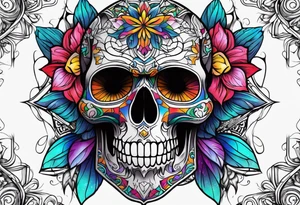 psychedelic skull tattoo idea
